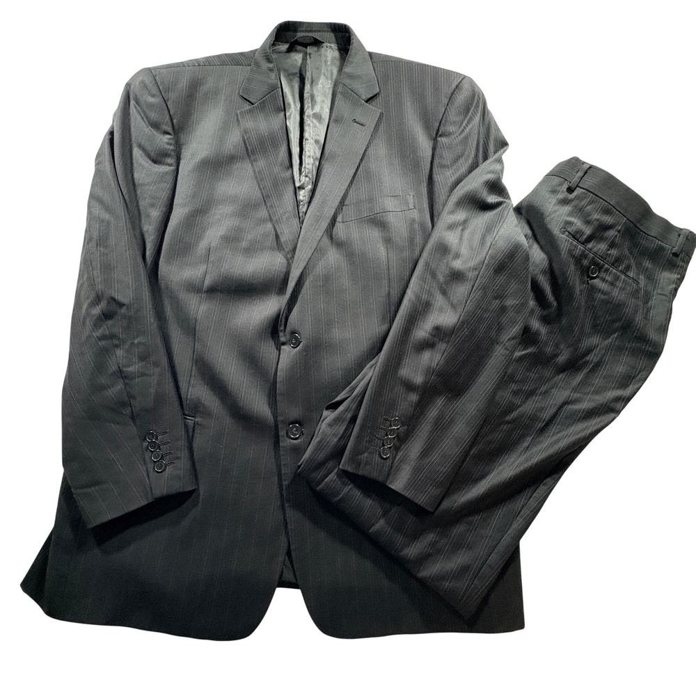Botany 500 Suit Mens 48 Long Charcoal Pinstripe Wool Cashmere Business Formal